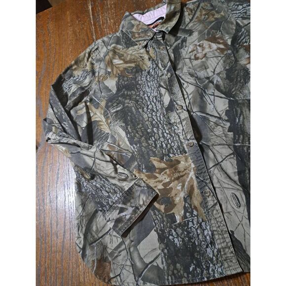 XL 16/18 Outfitters Ridge Long Sleeve Real Tree Hardwood Camo Button Front Shirt - Picture 4 of 5